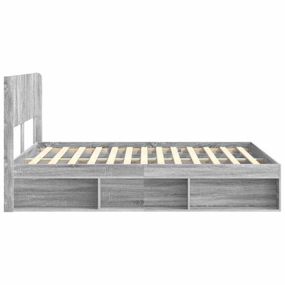 Bed Frame with Storage and Headboard Grey Sonoma 135 x 190 cm