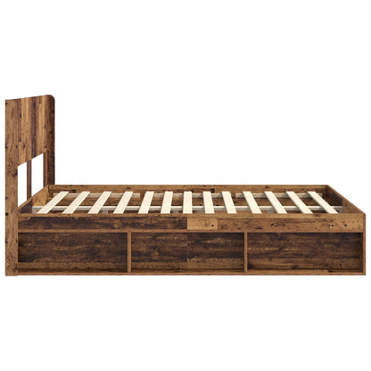 Bed Frame with Storage and Headboard Old Wood 120 x 200 cm