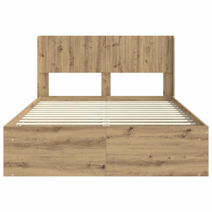 Bed Frame with Storage and Headboard Artisan Oak 120 x 200 cm