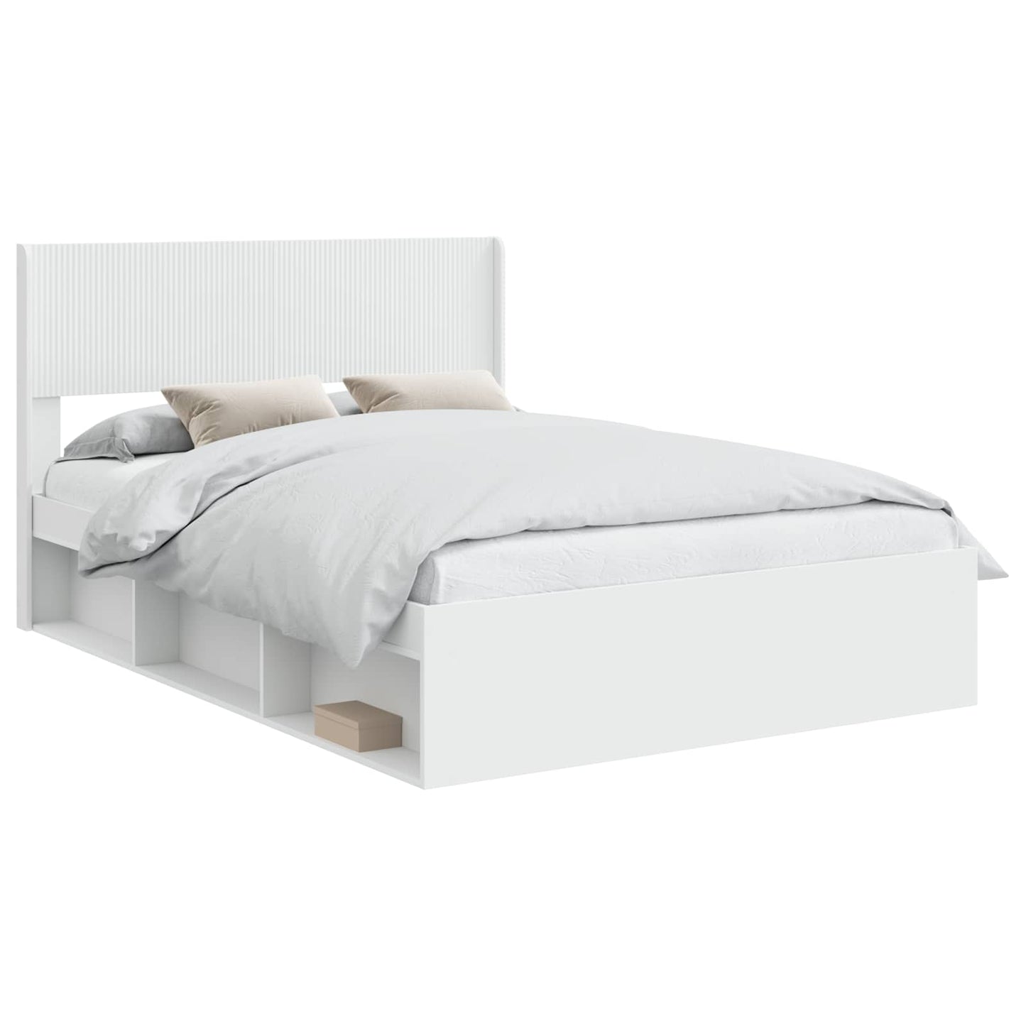 Bed Frame with Storage and Headboard White 120 x 190 cm