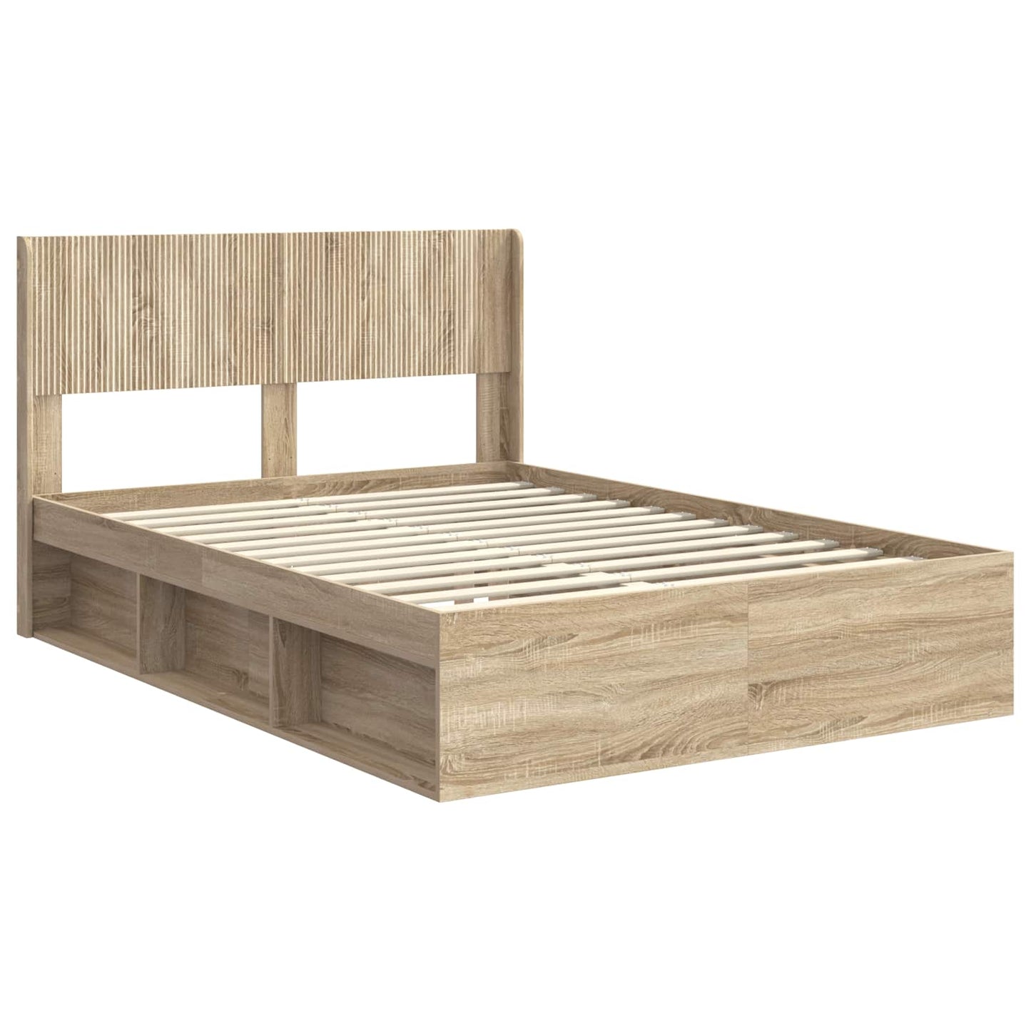 Bed Frame with Storage and Headboard Sonoma Oak 120 x 190 cm