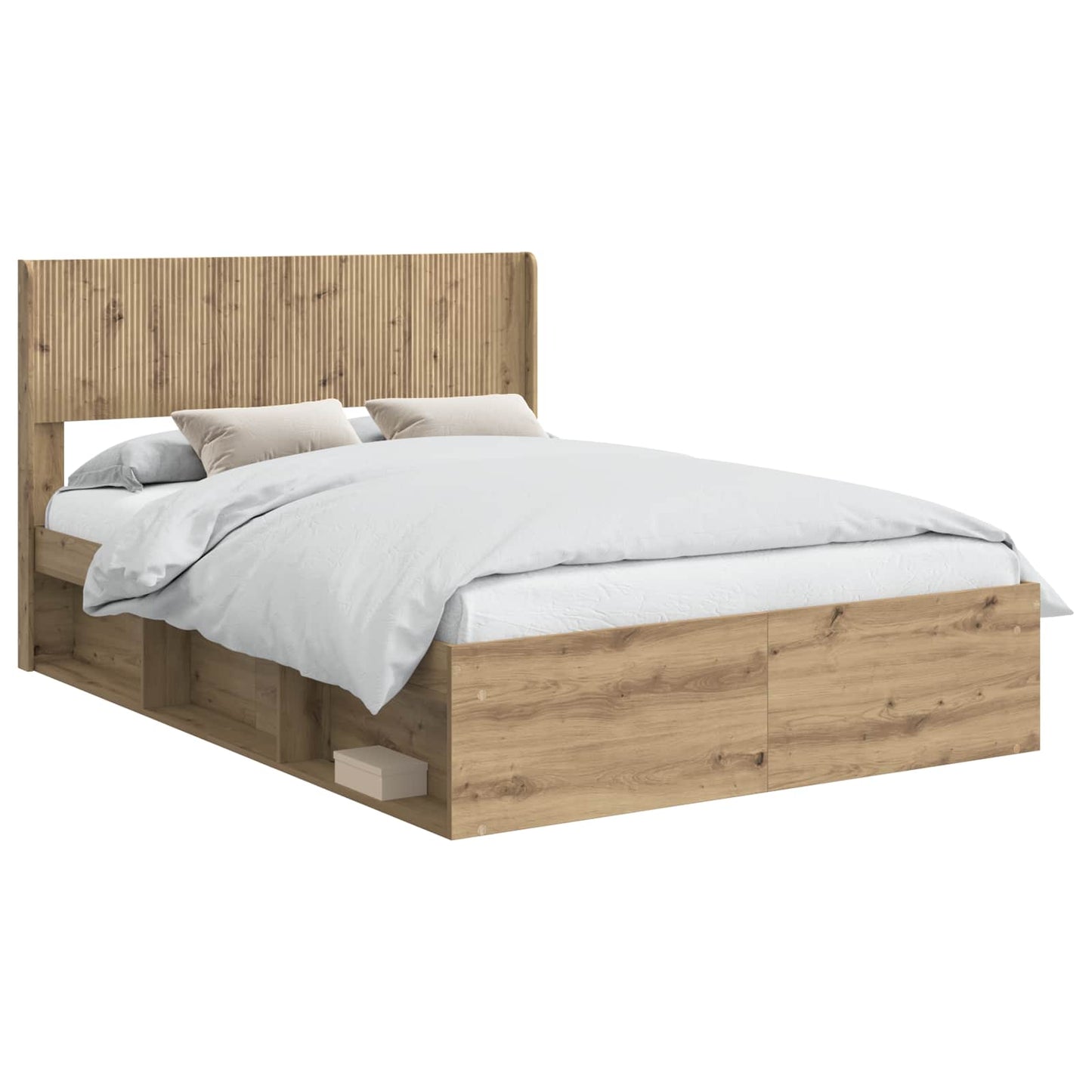 Bed Frame with Storage and Headboard Artisan Oak 120 x 190 cm