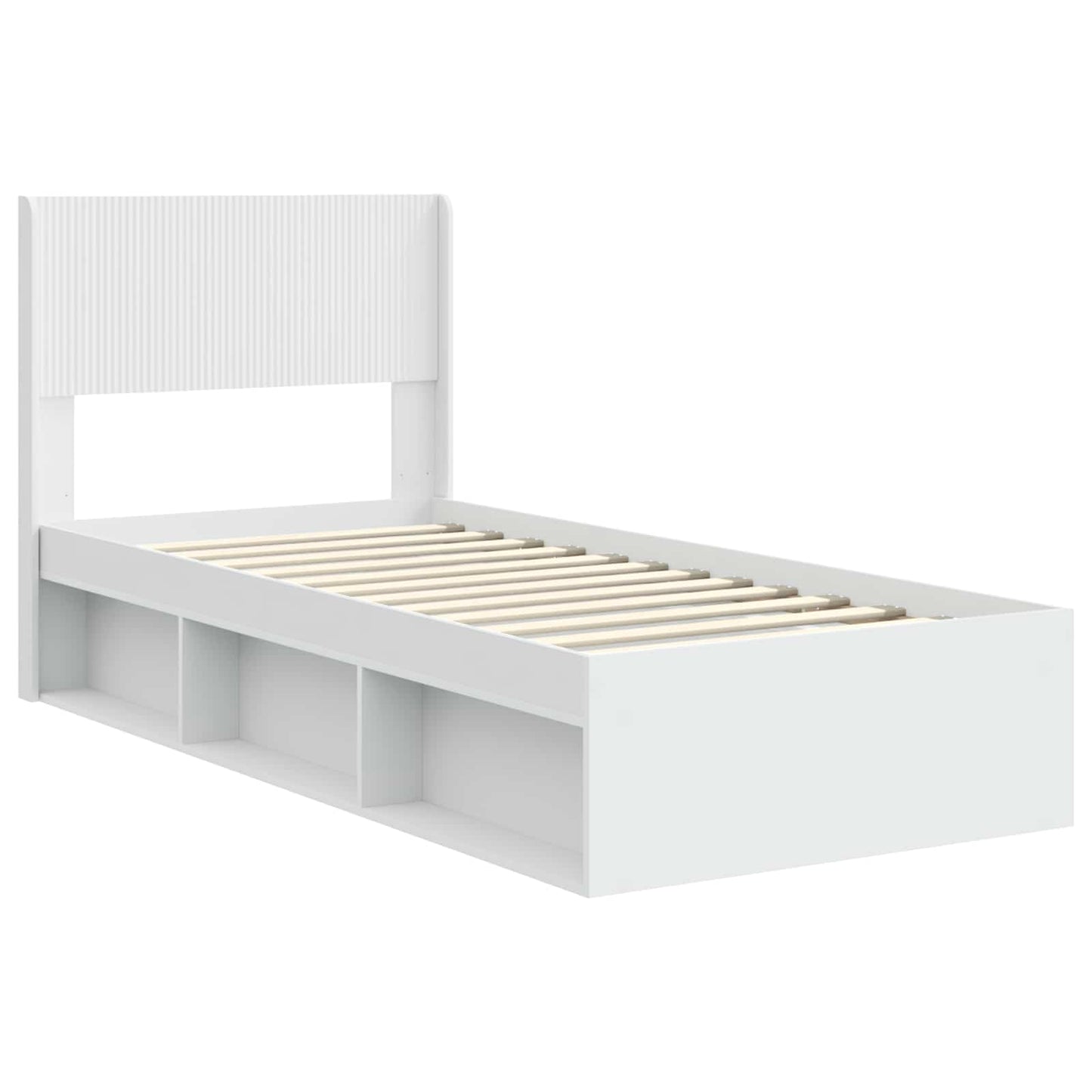 Bed Frame with Storage and Headboard White 100 x 200 cm