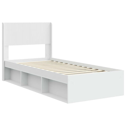 Bed Frame with Storage and Headboard White 100 x 200 cm