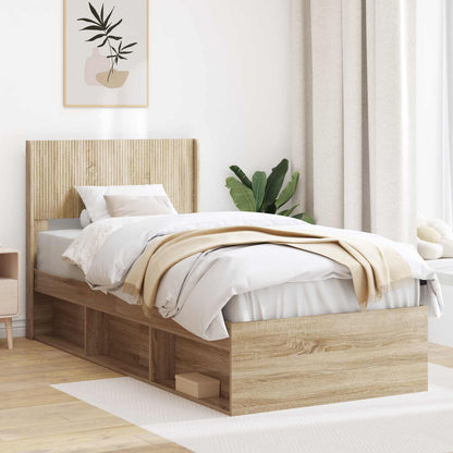 Bed Frame with Storage and Headboard Sonoma Oak 100 x 200 cm