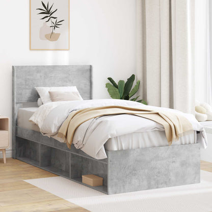 Bed Frame with Storage and Headboard Concrete Grey 100 x 200 cm