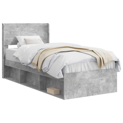 Bed Frame with Storage and Headboard Concrete Grey 100 x 200 cm