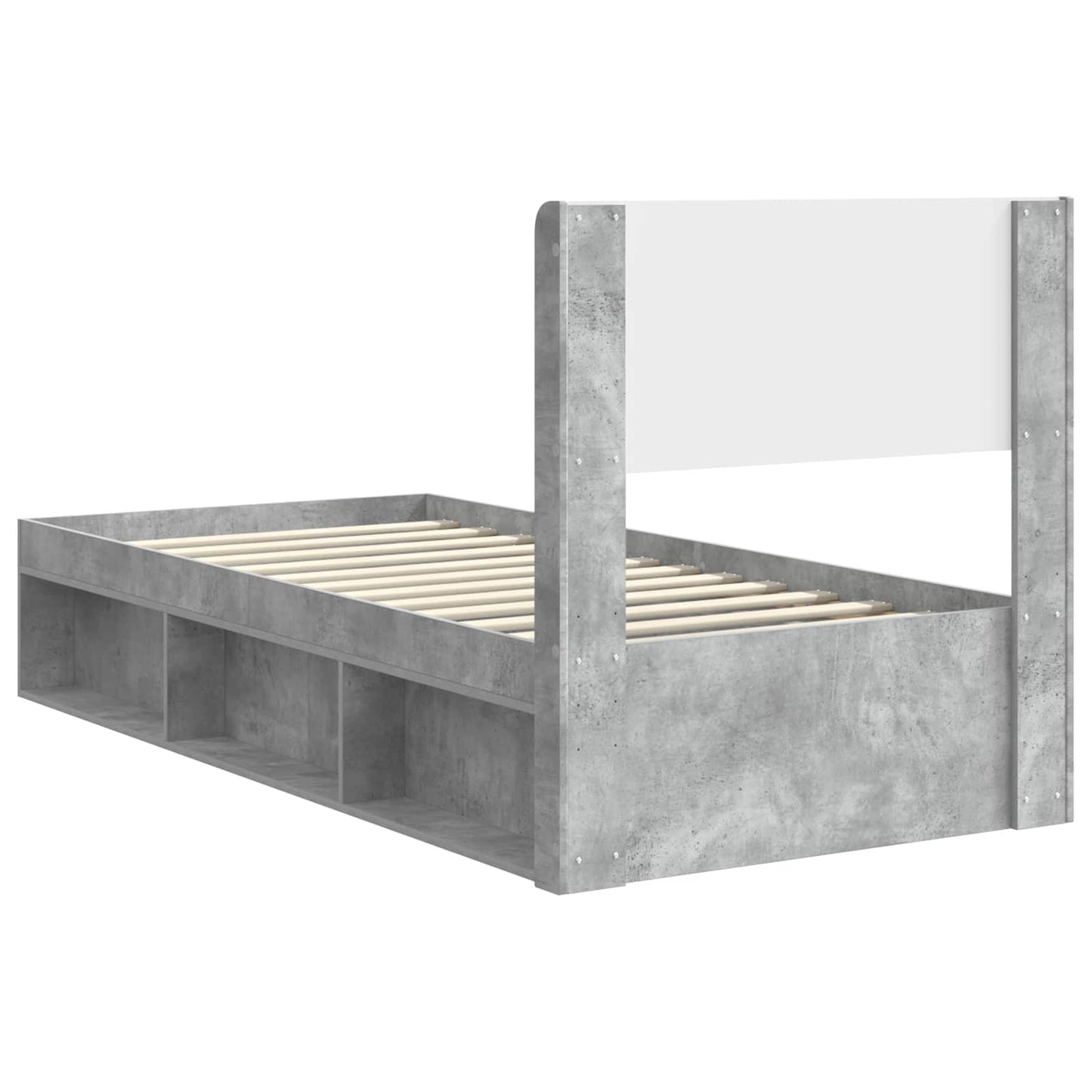Bed Frame with Storage and Headboard Concrete Grey 100 x 200 cm