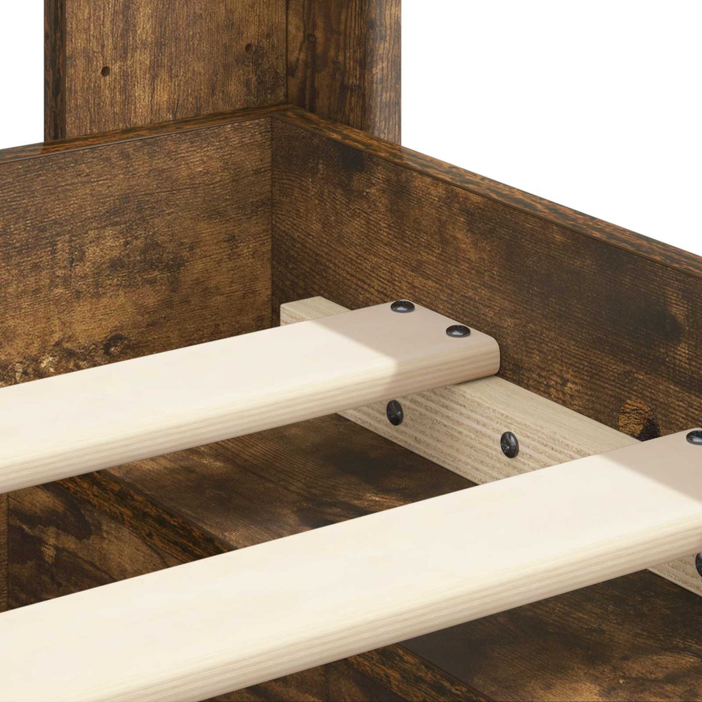 Bed Frame with Storage and Headboard Smoked Oak 100 x 200 cm