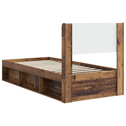 Bed Frame with Storage and Headboard Old Wood 100 x 200 cm