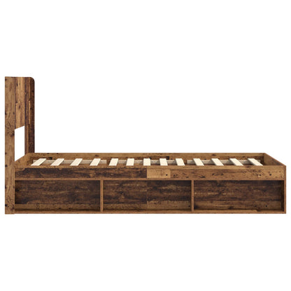 Bed Frame with Storage and Headboard Old Wood 100 x 200 cm