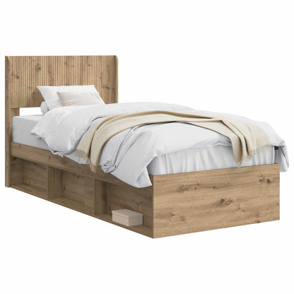 Bed Frame with Storage and Headboard Artisan Oak 100 x 200 cm