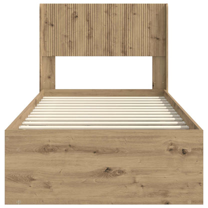 Bed Frame with Storage and Headboard Artisan Oak 100 x 200 cm