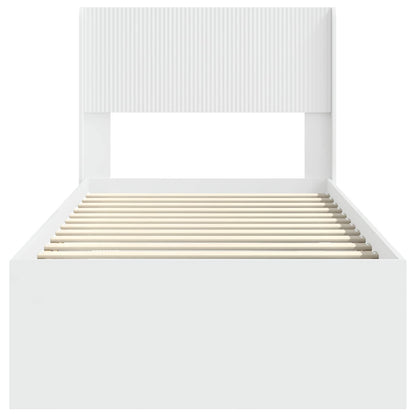 Bed Frame with Storage and Headboard White 90 x 200 cm