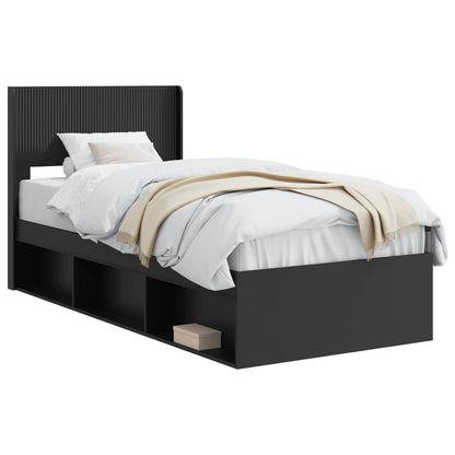 Bed Frame with Storage and Headboard Black 90 x 200 cm