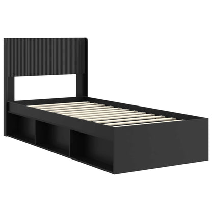 Bed Frame with Storage and Headboard Black 90 x 200 cm