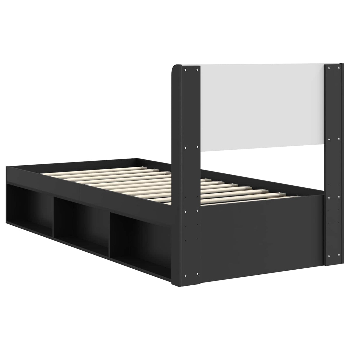 Bed Frame with Storage and Headboard Black 90 x 200 cm