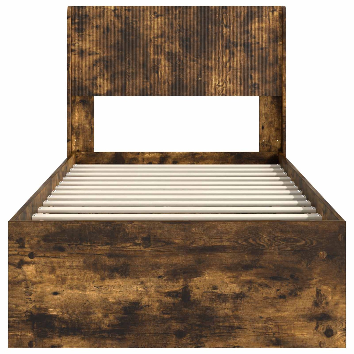 Bed Frame with Storage and Headboard Smoked Oak 90 x 200 cm