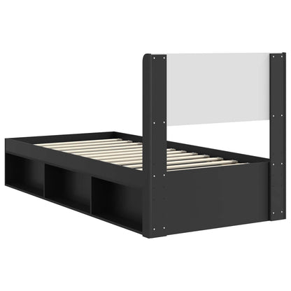 Bed Frame with Storage and Headboard Black 90 x 190 cm