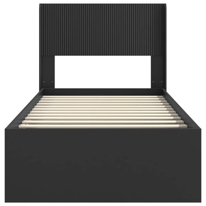 Bed Frame with Storage and Headboard Black 90 x 190 cm