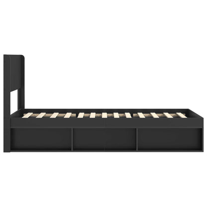 Bed Frame with Storage and Headboard Black 90 x 190 cm