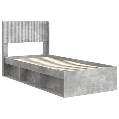 Bed Frame with Storage and Headboard Concrete Grey 90 x 190 cm