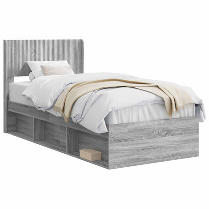 Bed Frame with Storage and Headboard Grey Sonoma 90 x 190 cm