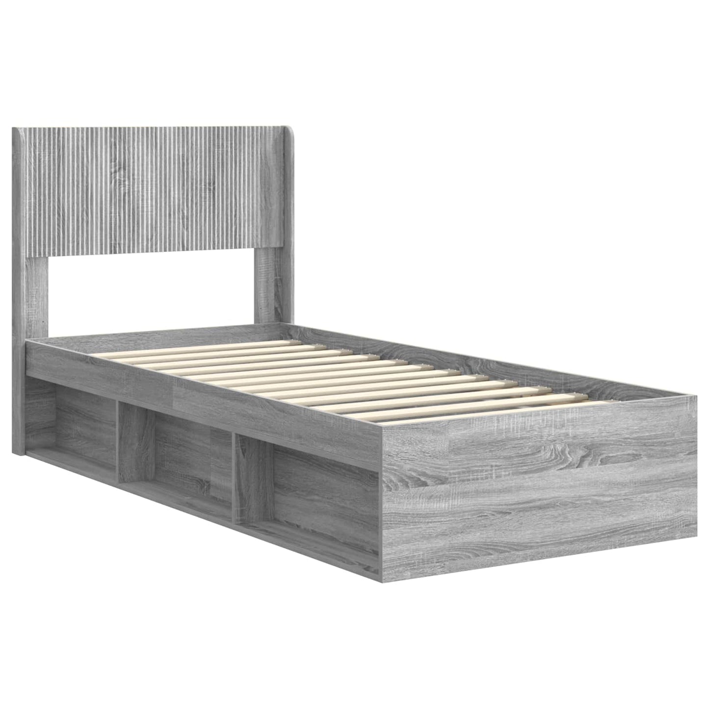 Bed Frame with Storage and Headboard Grey Sonoma 90 x 190 cm