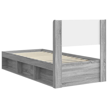 Bed Frame with Storage and Headboard Grey Sonoma 90 x 190 cm