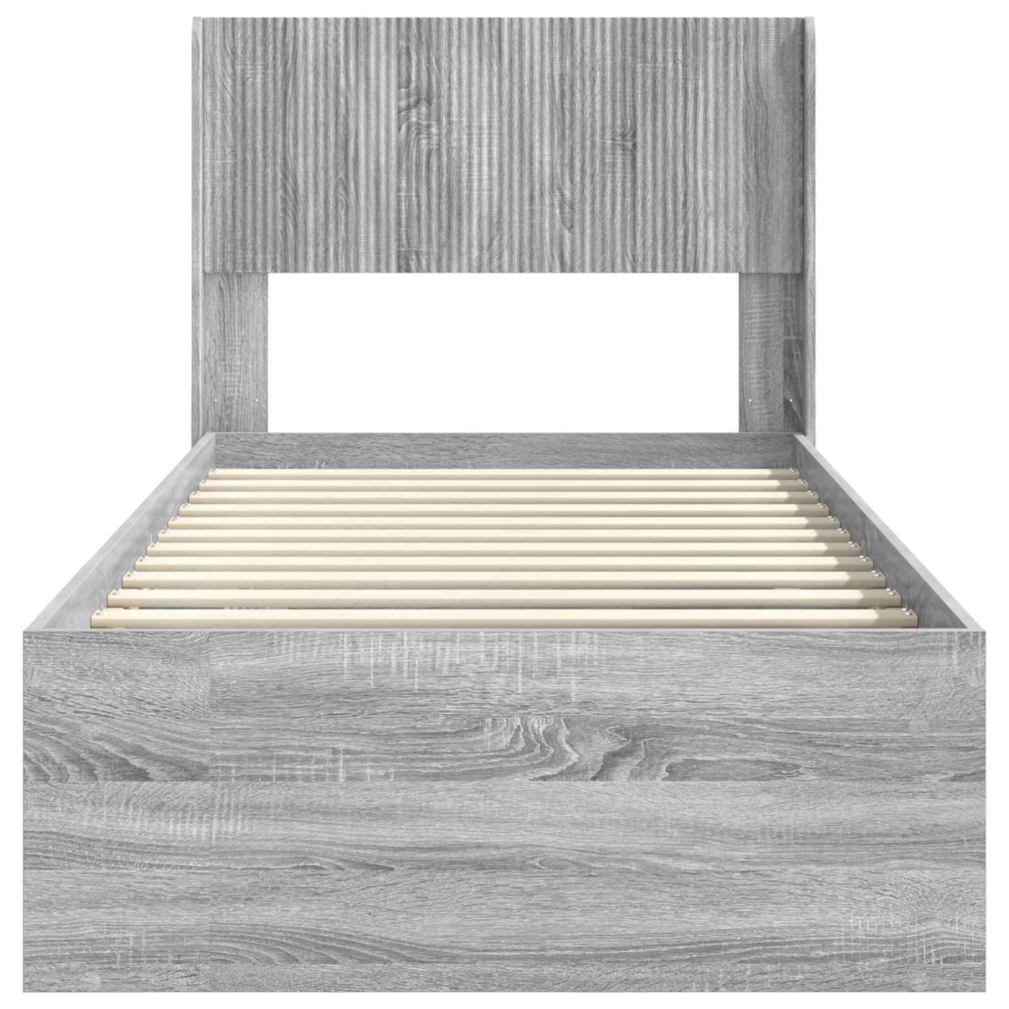 Bed Frame with Storage and Headboard Grey Sonoma 90 x 190 cm