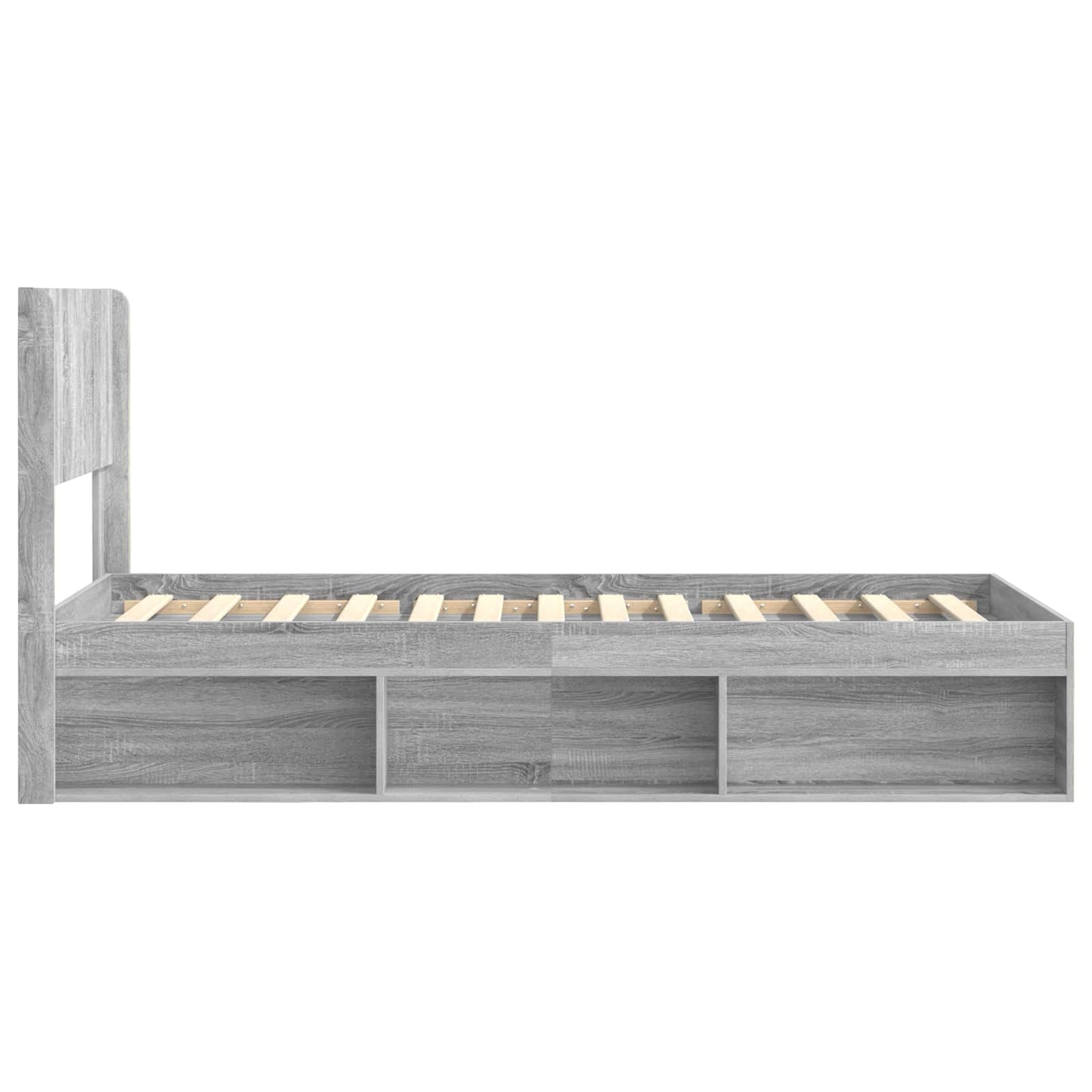 Bed Frame with Storage and Headboard Grey Sonoma 90 x 190 cm