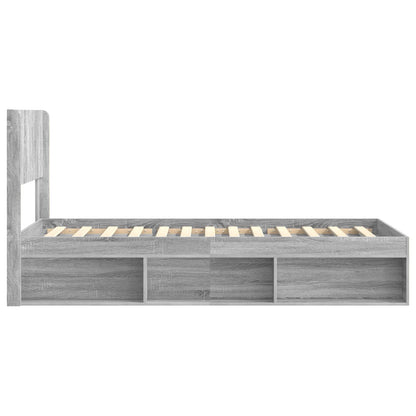 Bed Frame with Storage and Headboard Grey Sonoma 90 x 190 cm