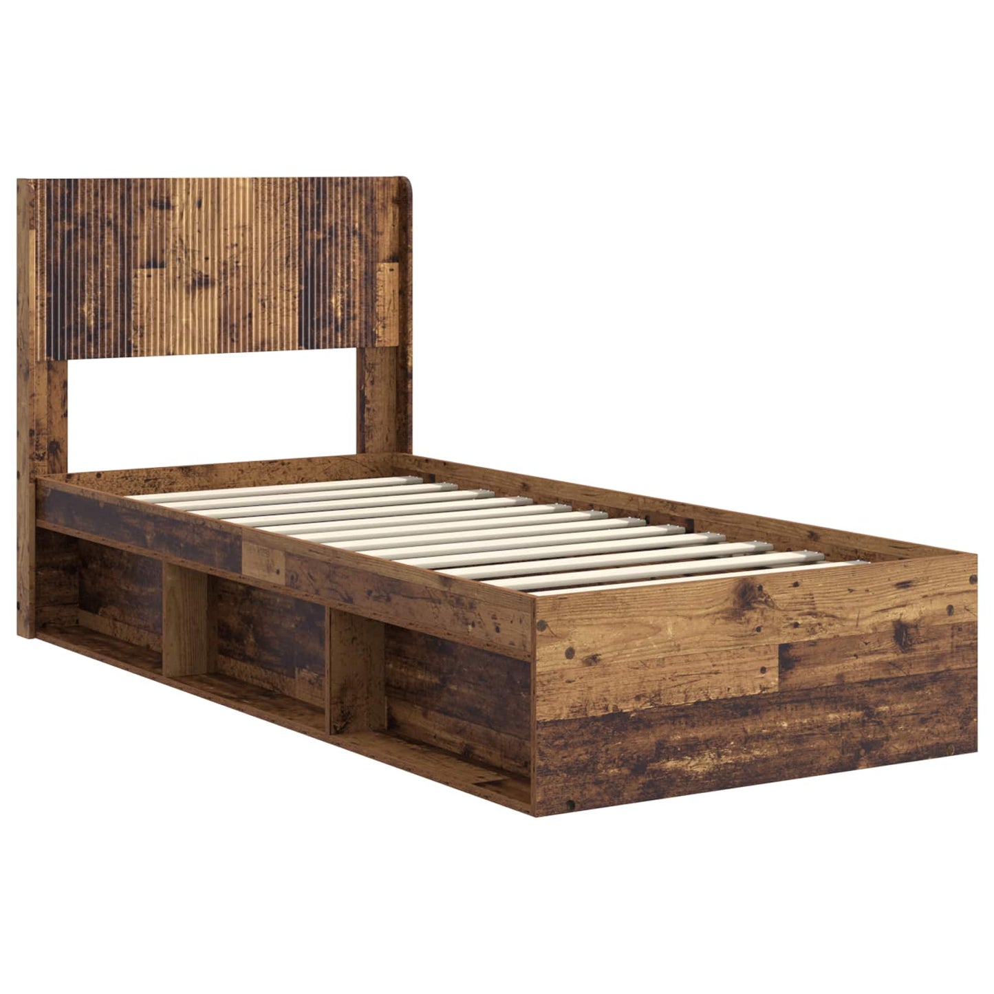 Bed Frame with Storage and Headboard Old Wood 90 x 190 cm