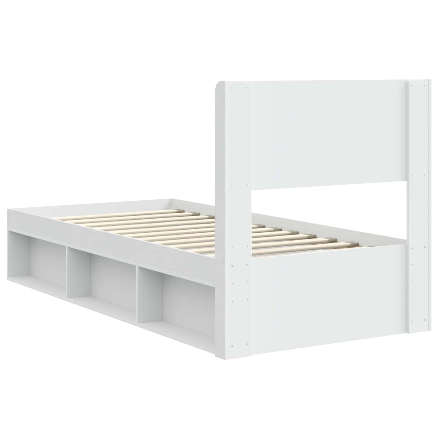 Bed Frame with Storage and Headboard White 75 x 190 cm