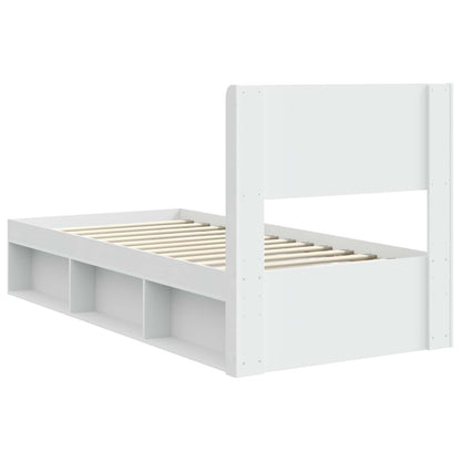 Bed Frame with Storage and Headboard White 75 x 190 cm