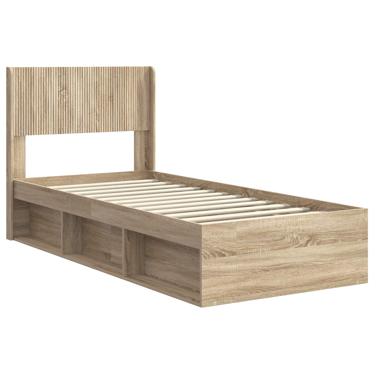 Bed Frame with Storage and Headboard Sonoma Oak 75 x 190 cm