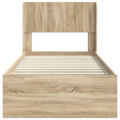 Bed Frame with Storage and Headboard Sonoma Oak 75 x 190 cm