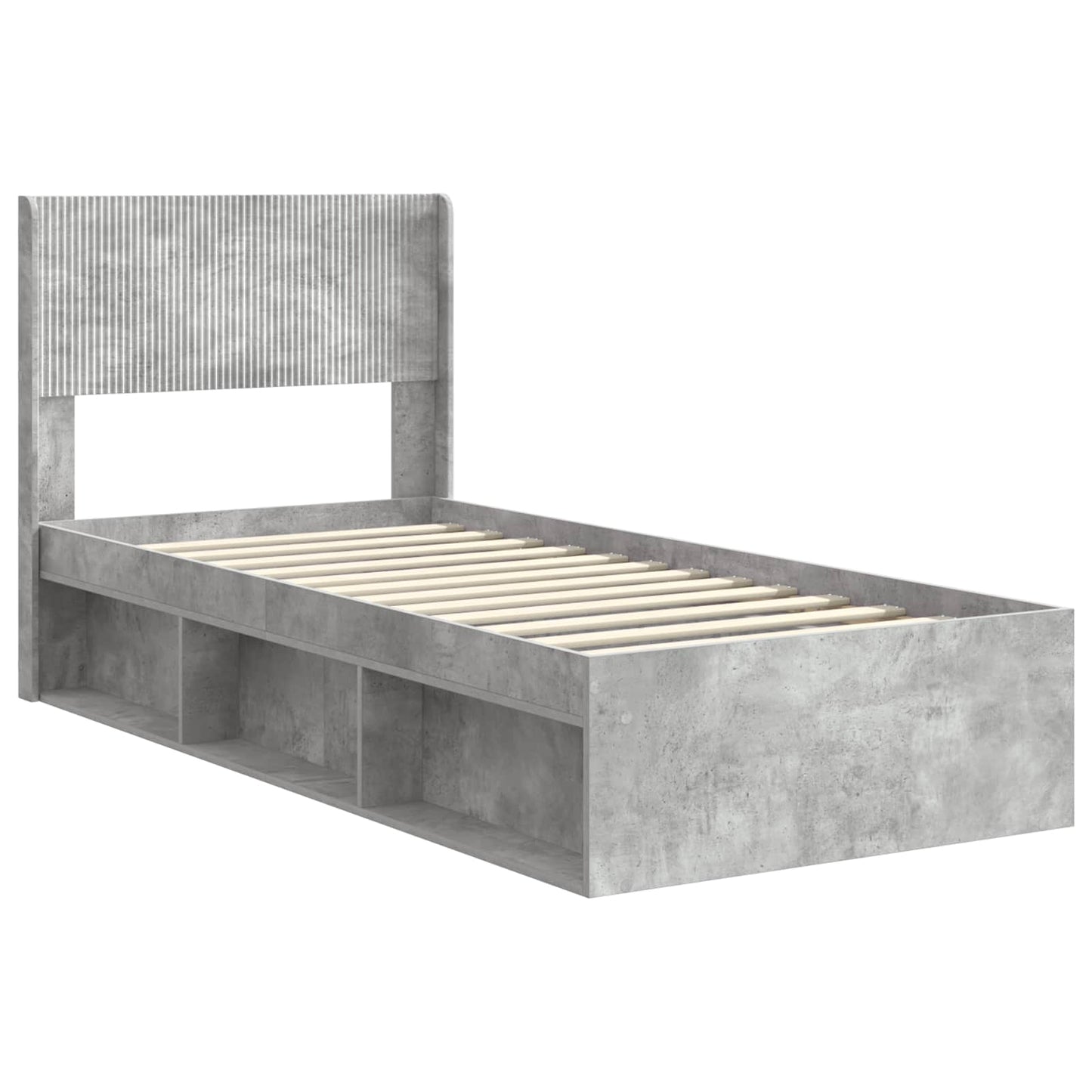 Bed Frame with Storage and Headboard Concrete Grey 75 x 190 cm