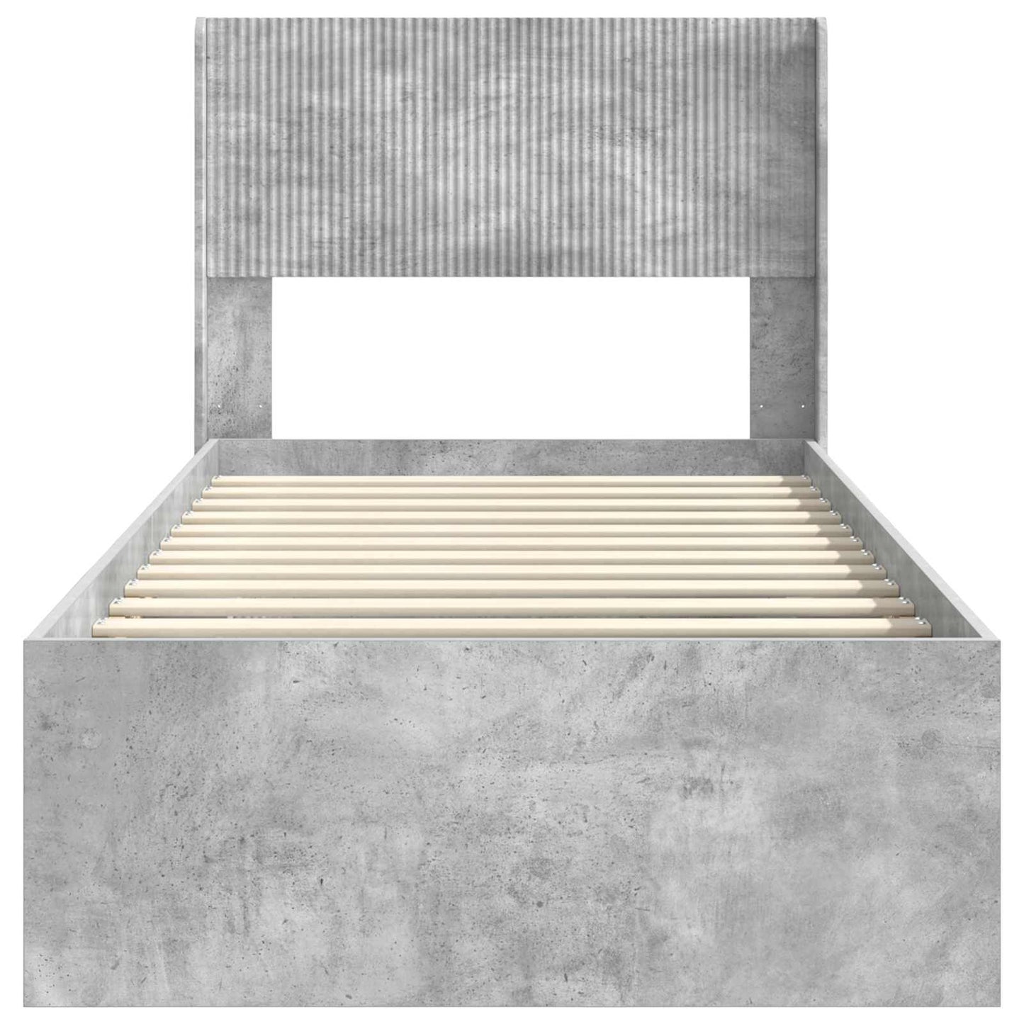 Bed Frame with Storage and Headboard Concrete Grey 75 x 190 cm