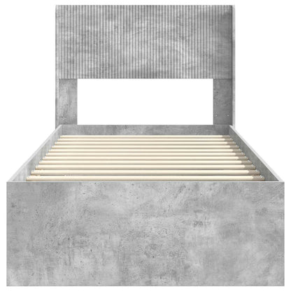 Bed Frame with Storage and Headboard Concrete Grey 75 x 190 cm