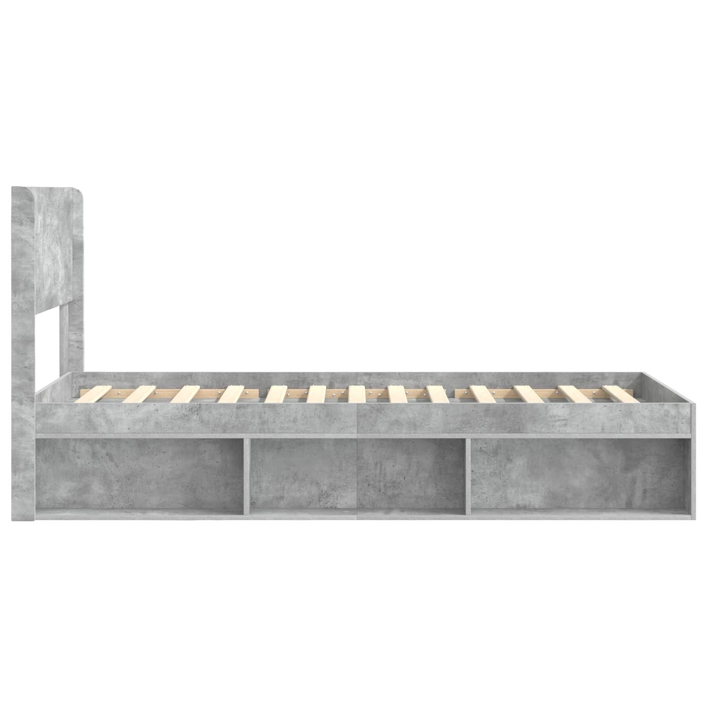 Bed Frame with Storage and Headboard Concrete Grey 75 x 190 cm