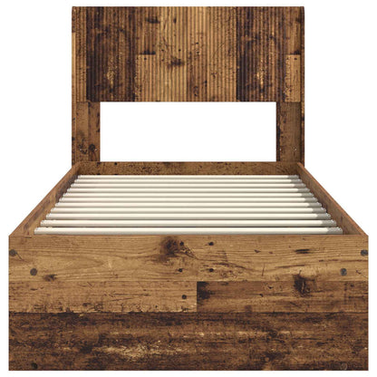 Bed Frame with Storage and Headboard Old Wood 75 x 190 cm