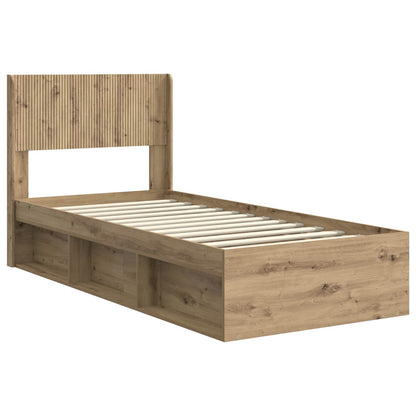 Bed Frame with Storage and Headboard Artisan Oak 75 x 190 cm
