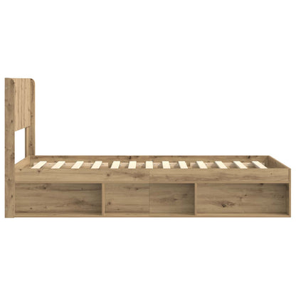 Bed Frame with Storage and Headboard Artisan Oak 75 x 190 cm
