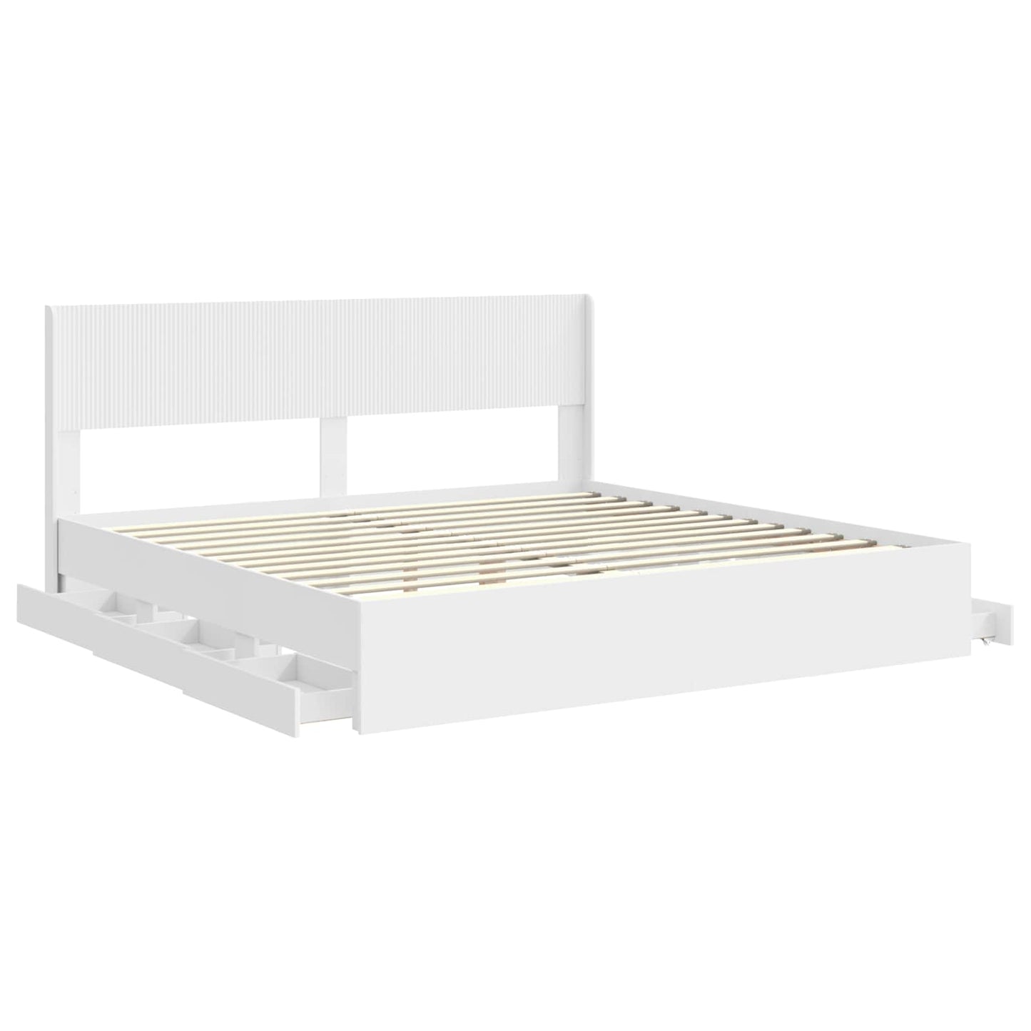 Bed Frame with Storage and Headboard White 200 x 200 cm