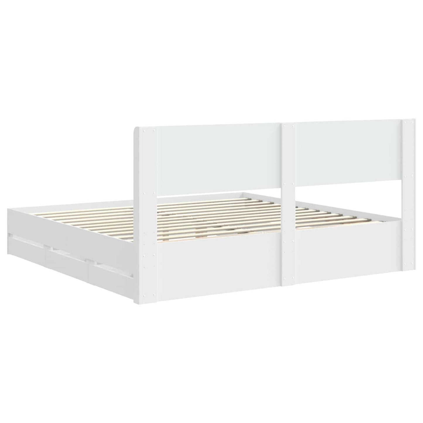 Bed Frame with Storage and Headboard White 200 x 200 cm
