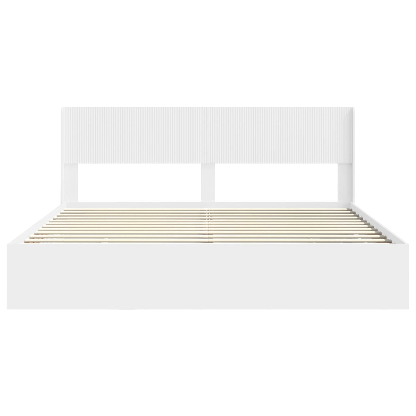 Bed Frame with Storage and Headboard White 200 x 200 cm