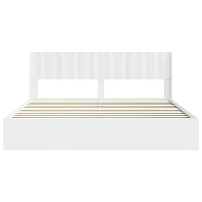 Bed Frame with Storage and Headboard White 200 x 200 cm