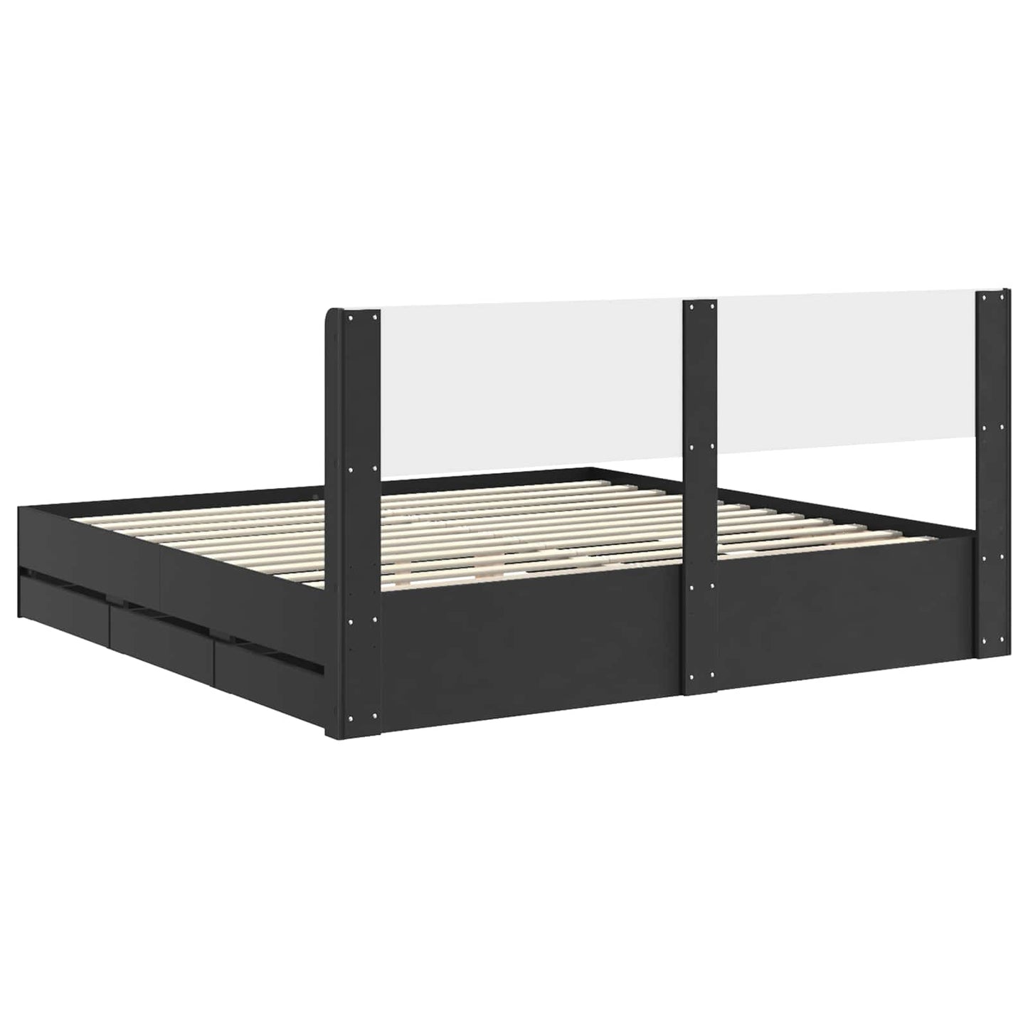 Bed Frame with Storage and Headboard Black 200 x 200 cm