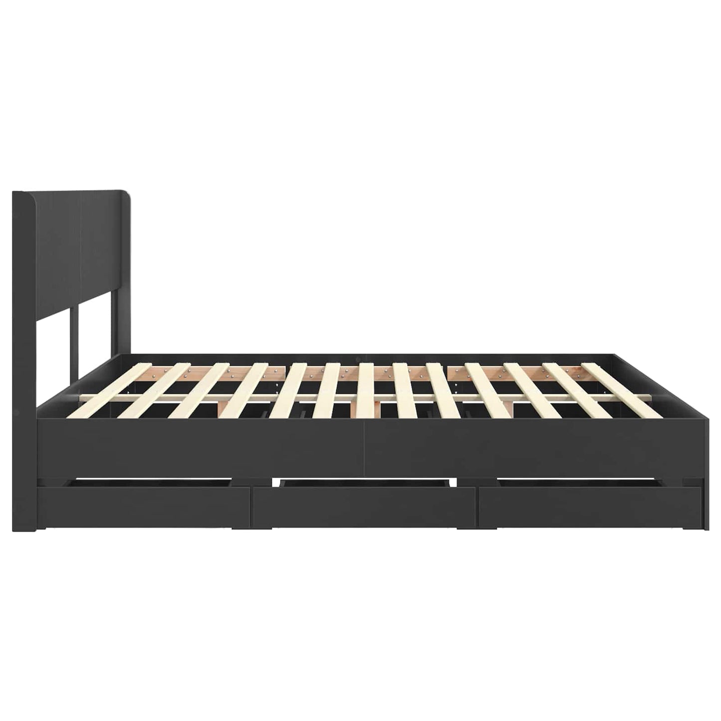 Bed Frame with Storage and Headboard Black 200 x 200 cm